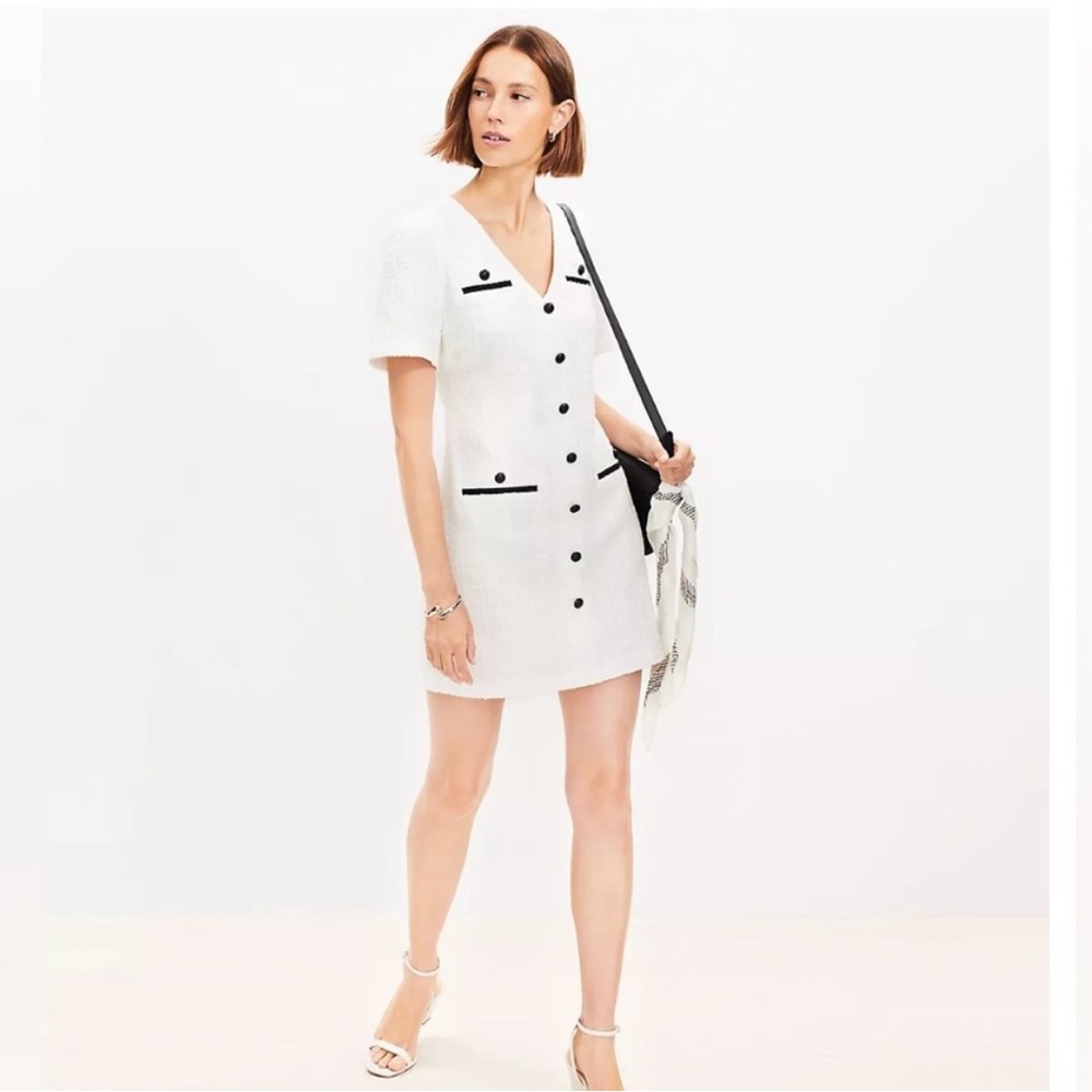 NWT Loft Tweed Short Sleeve Mini Dress Size 6 - Picture 8 of 10